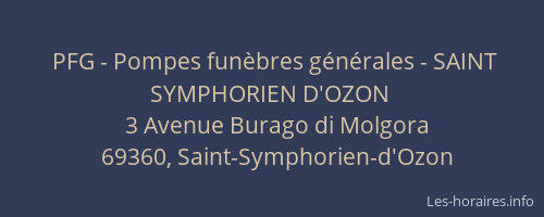 PFG - Pompes funèbres générales - SAINT SYMPHORIEN D'OZON