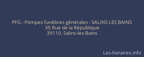 PFG - Pompes funèbres générales - SALINS LES BAINS