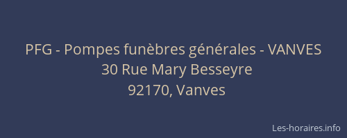 PFG - Pompes funèbres générales - VANVES
