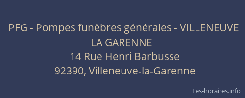 PFG - Pompes funèbres générales - VILLENEUVE LA GARENNE
