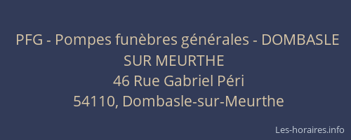 PFG - Pompes funèbres générales - DOMBASLE SUR MEURTHE