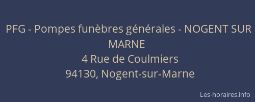 PFG - Pompes fun&egrave;bres g&eacute;n&eacute;rales - NOGENT SUR MARNE