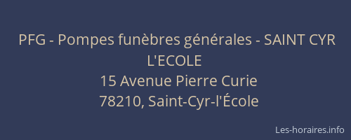 PFG - Pompes fun&egrave;bres g&eacute;n&eacute;rales - SAINT CYR L'ECOLE
