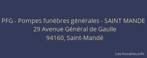 PFG - Pompes funèbres générales - SAINT MANDE