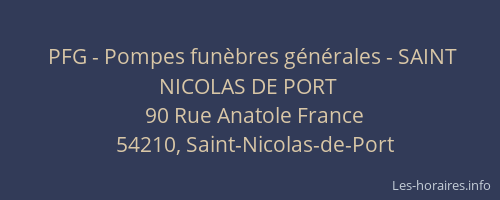 PFG - Pompes fun&egrave;bres g&eacute;n&eacute;rales - SAINT NICOLAS DE PORT