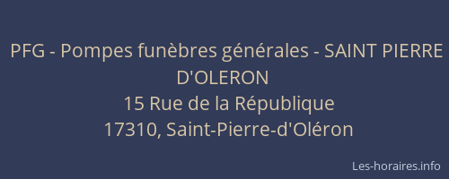 PFG - Pompes funèbres générales - SAINT PIERRE D'OLERON