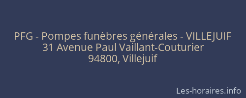 PFG - Pompes fun&egrave;bres g&eacute;n&eacute;rales - VILLEJUIF