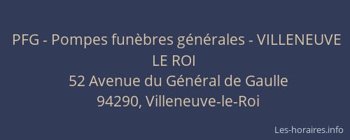 PFG - Pompes fun&egrave;bres g&eacute;n&eacute;rales - VILLENEUVE LE ROI