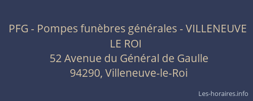 PFG - Pompes funèbres générales - VILLENEUVE LE ROI