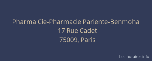 Pharma Cie-Pharmacie Pariente-Benmoha