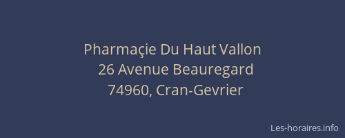 Pharmaçie Du Haut Vallon