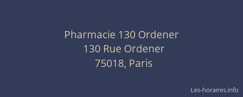 Pharmacie 130 Ordener