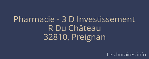 Pharmacie - 3 D Investissement