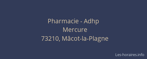 Pharmacie - Adhp