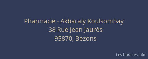 Pharmacie - Akbaraly Koulsombay