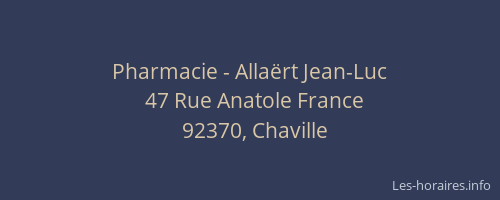 Pharmacie - Allaërt Jean-Luc