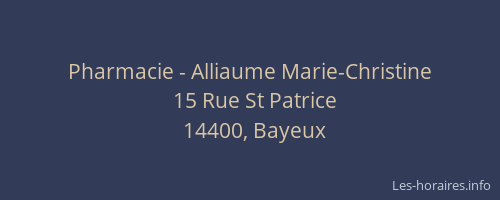 Pharmacie - Alliaume Marie-Christine