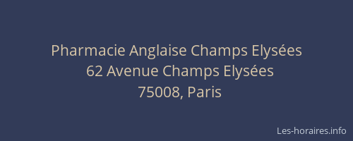 Pharmacie Anglaise Champs Elysées