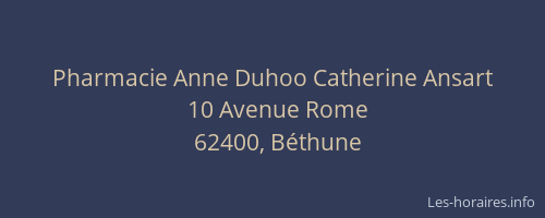 Pharmacie Anne Duhoo Catherine Ansart