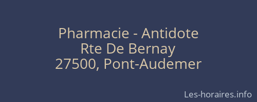 Pharmacie - Antidote