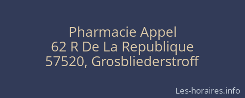 Pharmacie Appel