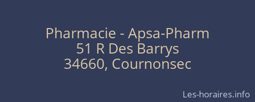 Pharmacie - Apsa-Pharm