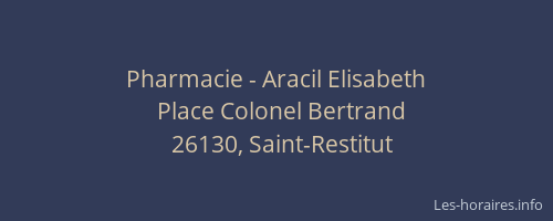 Pharmacie - Aracil Elisabeth