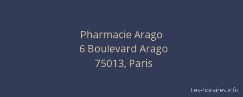 Pharmacie Arago