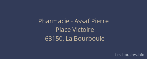 Pharmacie - Assaf Pierre