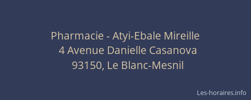 Pharmacie - Atyi-Ebale Mireille