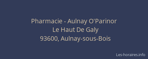 Pharmacie - Aulnay O'Parinor