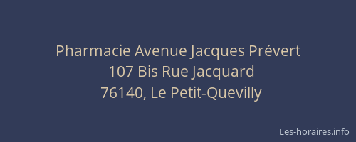 Pharmacie Avenue Jacques Prévert