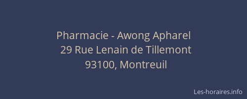 Pharmacie - Awong Apharel