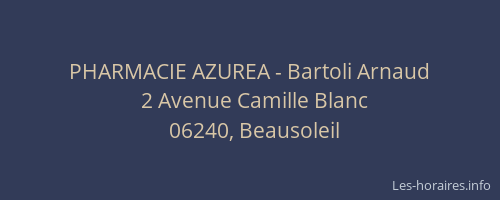 PHARMACIE AZUREA - Bartoli Arnaud