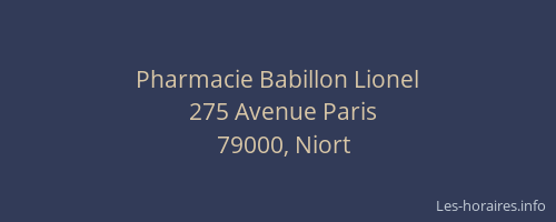 Pharmacie Babillon Lionel