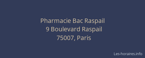 Pharmacie Bac Raspail