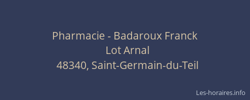 Pharmacie - Badaroux Franck