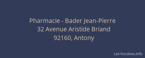 Pharmacie - Bader Jean-Pierre