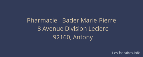 Pharmacie - Bader Marie-Pierre