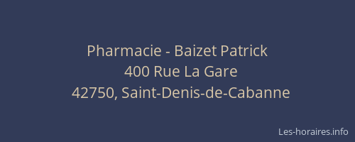 Pharmacie - Baizet Patrick