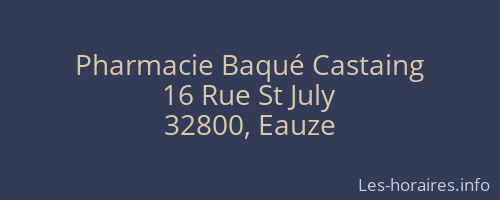 Pharmacie Baqué Castaing