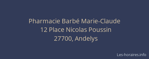 Pharmacie Barb&eacute; Marie-Claude