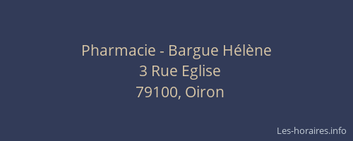 Pharmacie - Bargue H&eacute;l&egrave;ne