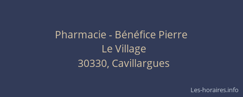 Pharmacie - Bénéfice Pierre
