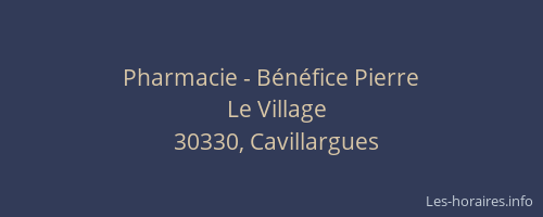 Pharmacie - B&eacute;n&eacute;fice Pierre