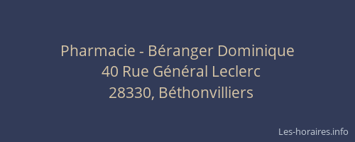 Pharmacie - Béranger Dominique