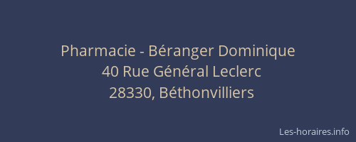 Pharmacie - B&eacute;ranger Dominique