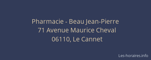 Pharmacie - Beau Jean-Pierre