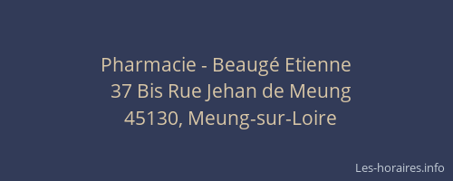 Pharmacie - Beaug&eacute; Etienne