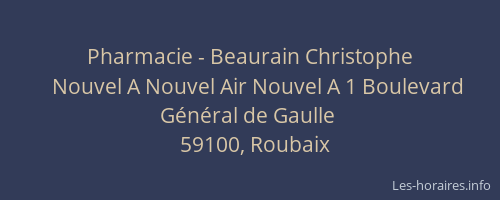 Pharmacie - Beaurain Christophe